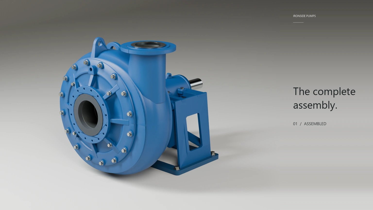 Pump showing the casing, inlet cover and bearing assembly